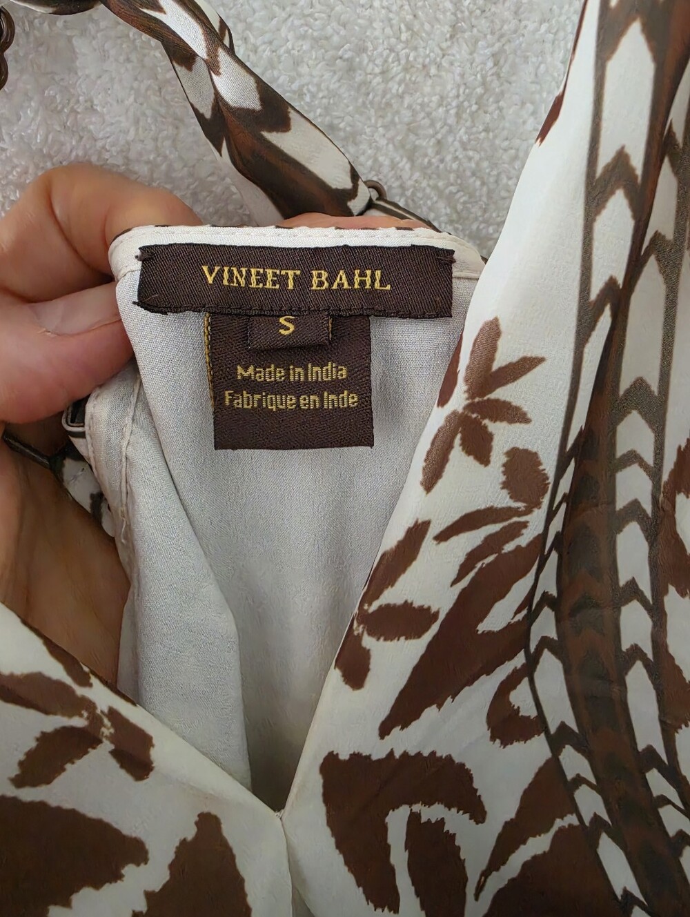 Vineet Bahl Boho Maxi Dress in Brown & White/Beige - Small - Convertible straps - Picture 7 of 11